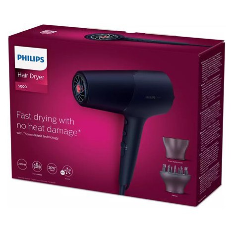 Philips | Hair Dryer | BHD510/00 | 2300 W | Number of temperature settings 3 | Ionic function | Diffuser nozzle | Blue/Metal - 4